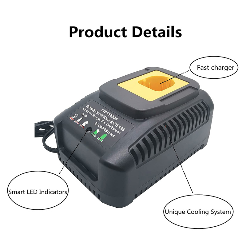 DC9310 Battery Fast Charger għal Dewalt 7.2v-18v Ni-mh & Ni-cd Battery DW9057 DC9099 DC9096 DC9098 DC9038 DC9091 DW9072 (4)