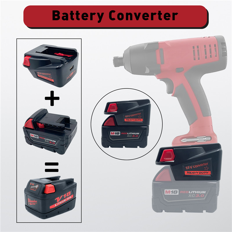 Oluyipada URUN M18V18 fun Milwaukee M18 18V batiri Lithium-Ion yipada si awọn irinṣẹ Milwaukee 18V NI-CD (8)