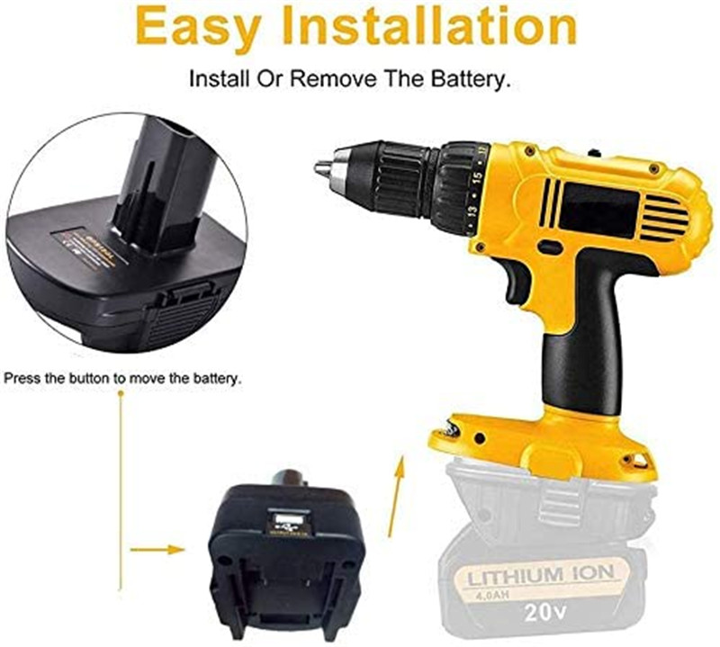 Adaptóir ceallraí Urun BPS18GL le haghaidh ceallraí Black & Decker Porter Stanley 18V a thiontú go uirlis Litiam Craftsman (10)