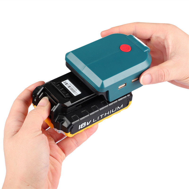 Urun Batterie Adapter mat DC Port & 2 USB Port & Hell LED Luucht fir Black&Decker 14.4-18V Lithium Batterie Stroumquell (3)