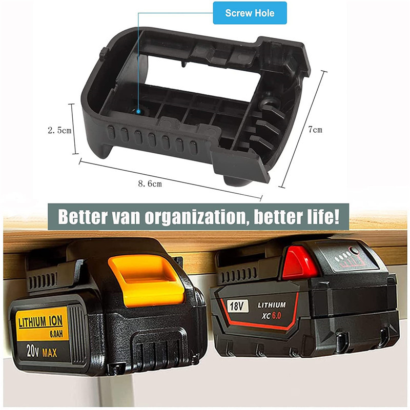 Urun Battery Hanger Portabatteria per Dewalt da 18V a 60V, Milwaukee 18V, Black & Decker 18V ((4)