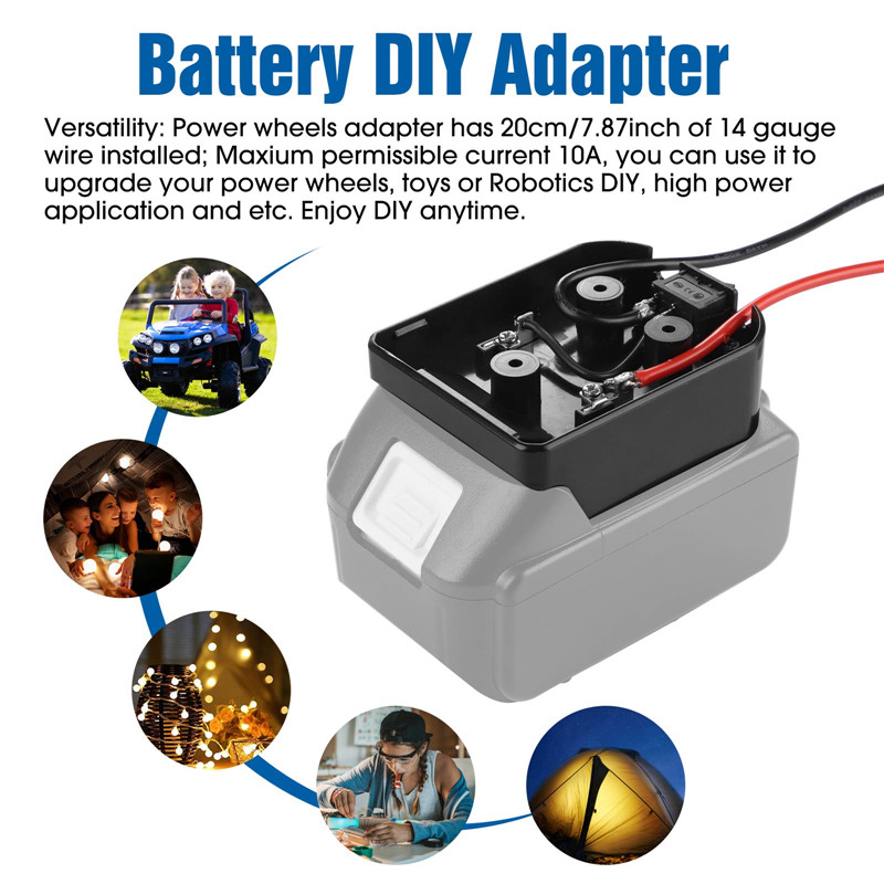 Connector d'adaptador d'alimentació de la base de bateria Urun DIY amb cable per a bateries Makita Dewalt MilwaukeeBlack & Decker (7)