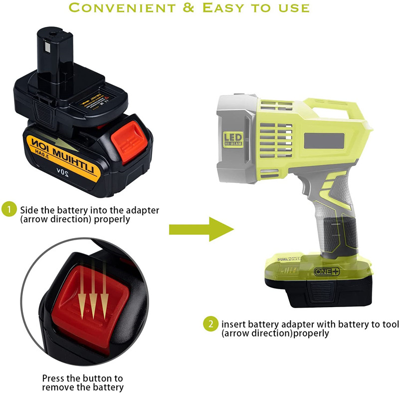 Urun DM18RL adapt ya bateri ya MilwaukeeDewalt 18V ihindure igikoresho cya Ryobi Lithium (7)